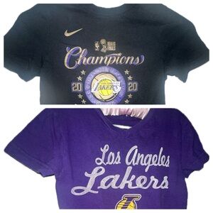 Nike Black and Purple Lakers Short Sleeve Tees